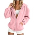 thumbnail image 5 of CHGBMOK Women's Fall Hoodie Jackets Long Sleeve Zip Up Track Jackets Comfy Fleece Lined Sweatshirts with Pockets, 5 of 7