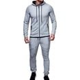 thumbnail image 1 of Men's Tracksuit Set Camouflage Sweatshirt Jogger Sweatpants Solid Patchwork Warm Sports Suit, 1 of 2