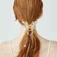 thumbnail image 4 of QUMIIRITY Elegant Silver Butterfly Hair Clip with Cat Eye Stone Pendant Stylish Metal Hairpin for Special Occasion, 4 of 7