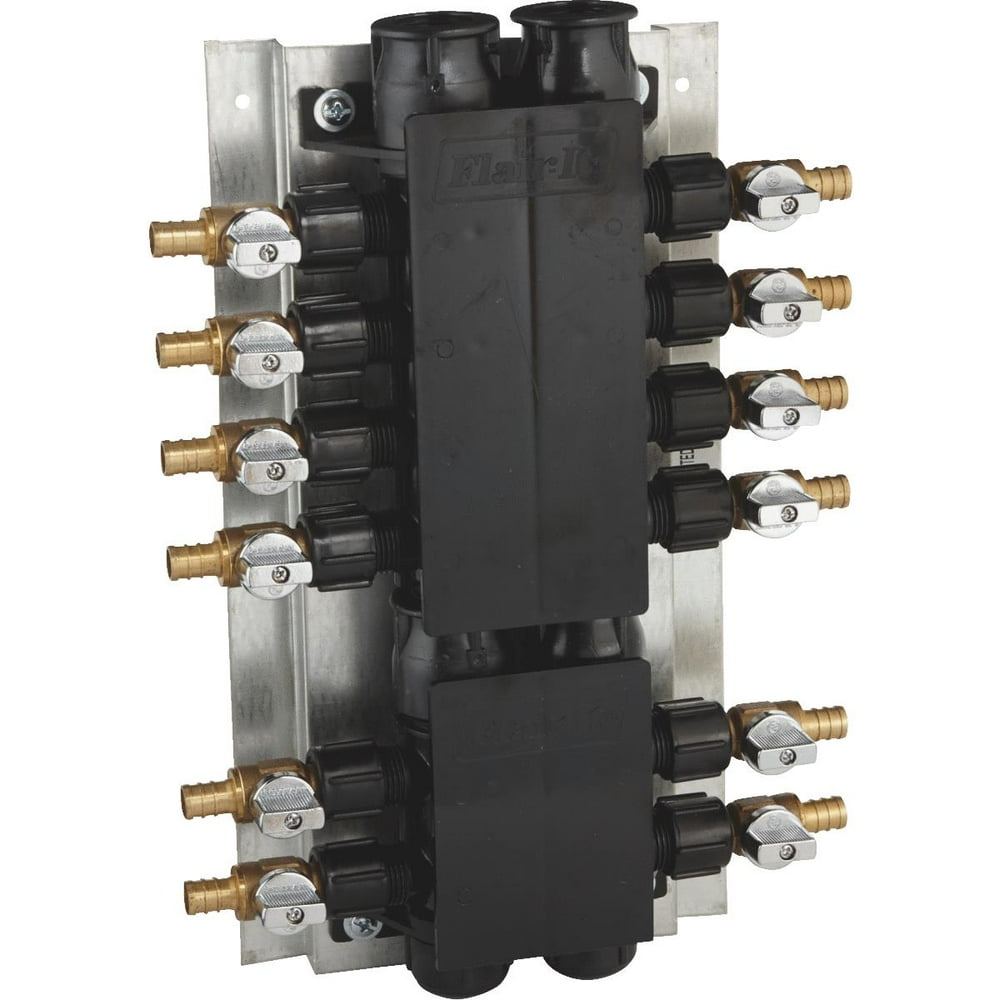 SharkBite 12 Port Barb PEX Manifold with Brass Ball Shutoff Valves