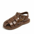 thumbnail image 1 of Cathalem Girls Sandals Comfortable Ankle Straps Summer Sandals,Brown 30, 1 of 5