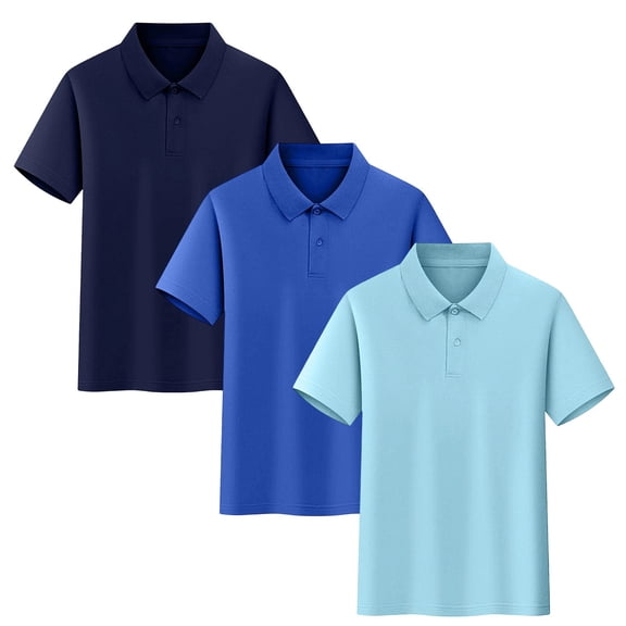 Odeerbi 3 Pack Boys Girls Short Sleeve Polos Solid Color Breathable Cotton School Uniform Shirts for 3-17 Years Toddler Kids Teen
