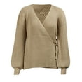 thumbnail image 2 of Viikei Sweaters For Women Clearance Plus Size Pullover Sweaters For Women Loose Solid Color Waist Belted V-Neck Long Sleeve Tops, 2 of 8
