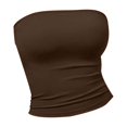 thumbnail image 4 of Gsakboxl Womens Summer Tops 2026 New Independent Station Women Strapless Tube Top Slim Fit Sleeveless Crop Camisole Basic No Shoulder Elegant Fashion Summer Daily Layering Blouse Coffee M, 4 of 4