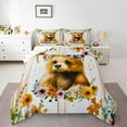 thumbnail image 2 of Erosebridal Rustic Bear Bedding Queen Comforter Set, Kawaii Wildlife Down Comforter, Cartoon Flower Decor, Reversible 3pcs, 2 of 8