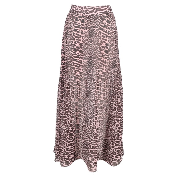 Pre-Owned Ganni Pleated Georgette Maxi Skirt in Animal Print Polyester