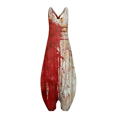 

Nisorays Halloween One Piece Jumpsuits for Women V Neck Sleeveless Maternity Romper Halloween Graphic Short Women s Overalls Khaki 2XL