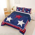thumbnail image 2 of Manfei Stars Print Queen Comforter Set,Red Blue Comforter Sets Queen,Navy Blue Reversible,3-Piece,1 Comforter and 2 Pillowcases, 2 of 7