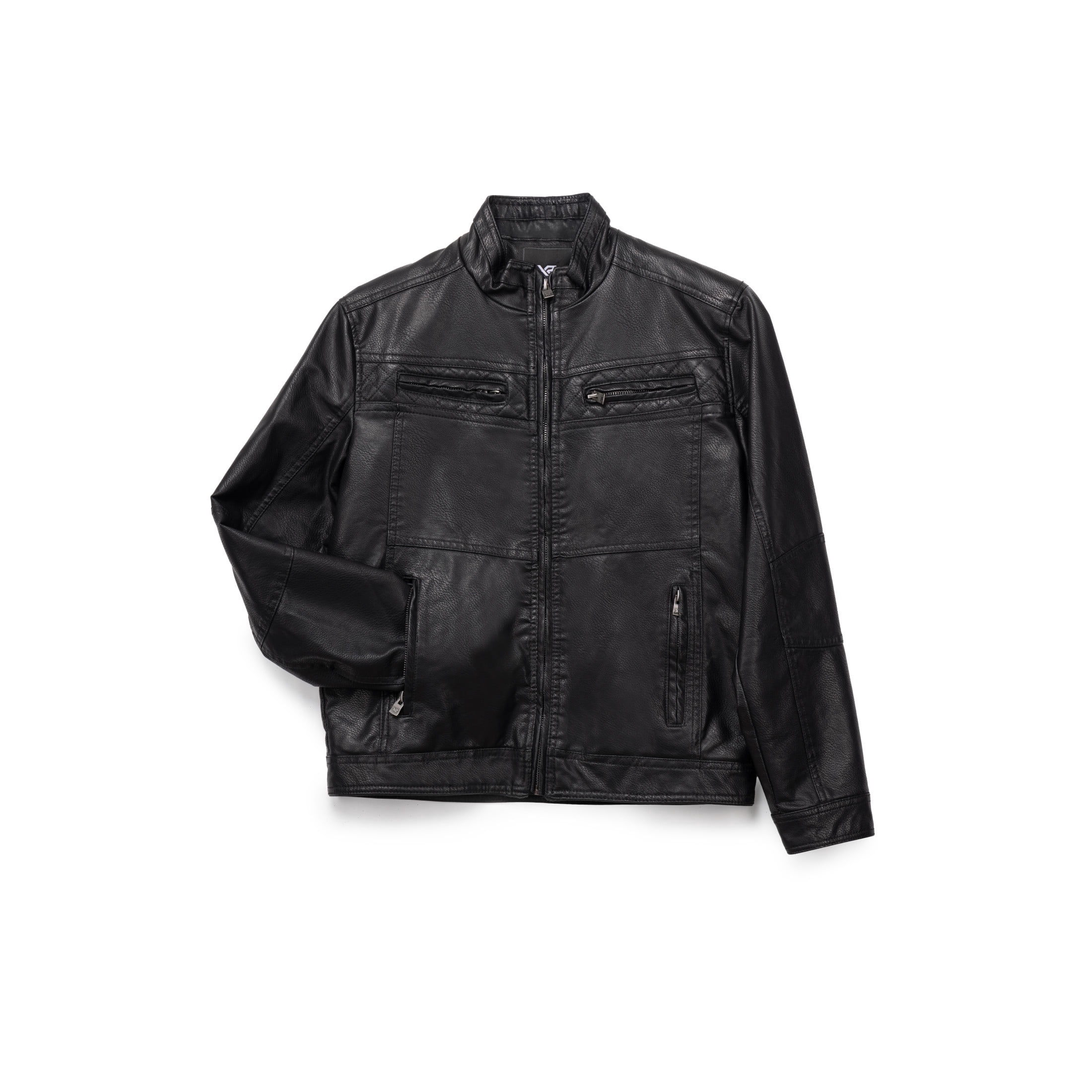 X RAY Teen Faux Leather Jacket for Fall & Winter (S - XL), Kids Outerwear Coat, Motorcycle PU Leather Jacket for Boys, Black, XL