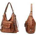 thumbnail image 2 of LHSHID Sac Fourre-Tout pour Femmes en Cuir à Poignée Supérieure Sac à Main à Multiples Poches Sac à Bandoulière Sac Rétro, 2 of 7