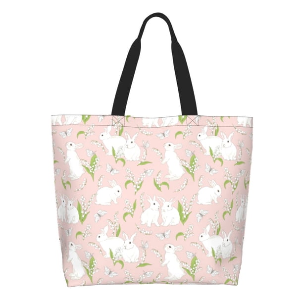 Balery Rabbit Bolsa Tote Estilo Estético con Cremalleras, Bolsa de Hombro, Bolsa de Compras Grande y Plegable