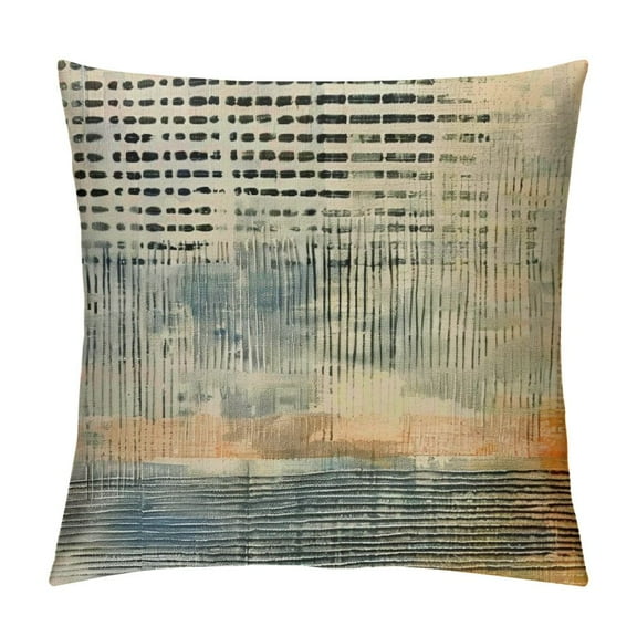 Acheng Orange Abstract Throw Pillow Covers  Rust Colorful Decorative Cushion Cases Mid Century Modern Decor Living Room Pillows for Couch Gray-Blue Art Painting Bright Colored|Square White