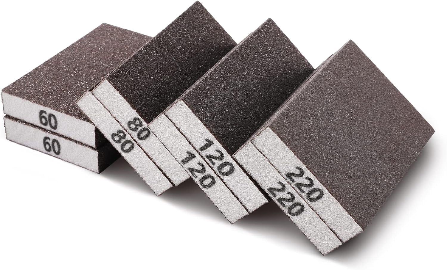 6 éponges Abrasives Bois - Grains 60/80/120/220 - Lavables Réutilisables - Pour Ponçage