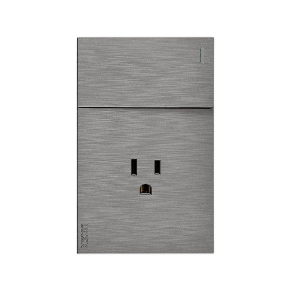 Placa Con 1 Apagador Y 1 Contacto Lucek Flat Pack 6 plateado