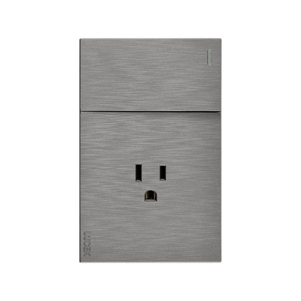 Placa Con 1 Apagador Y 1 Contacto Lucek Flat Pack 6 plateado