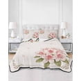 thumbnail image 2 of Quilts Twin Size Bedding Set, Pink Floral Blossom Lightweight Quilted Comforter, Farmhouse Spring Wildflowers Soft Reversible Bedspread Coverlet with Pillow Covers for All Season, 68" x 86", 2 of 7