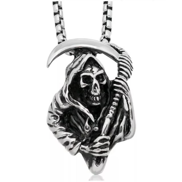 Collar con Dije Calavera Muerte, Collar Cadena Para Hombre o Mujer Punk Rock Gótico Rapper MADIOLA Punk, Gotico