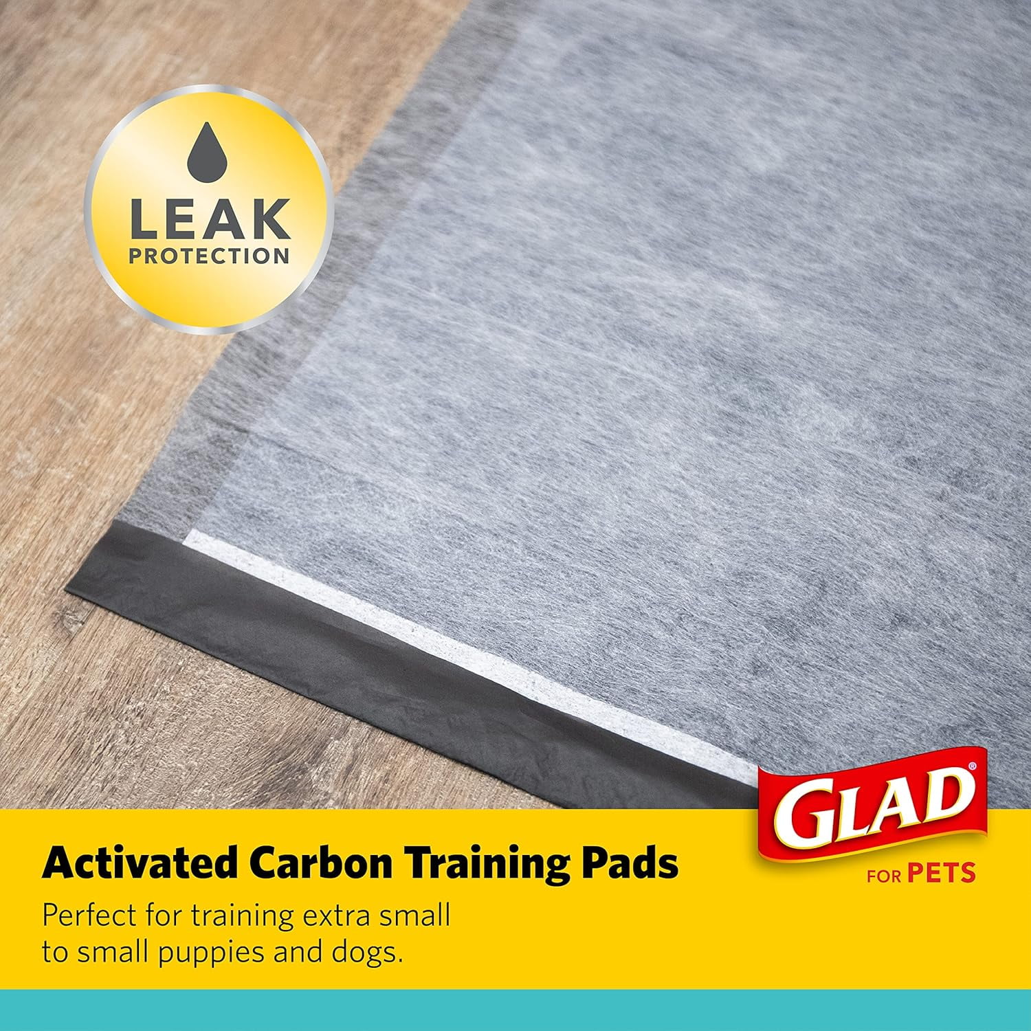 Glad Activated Charcoal Leak-Resistant Training Pads for Dogs, Medium Size, 17.5in x 23.5in, 120 Count