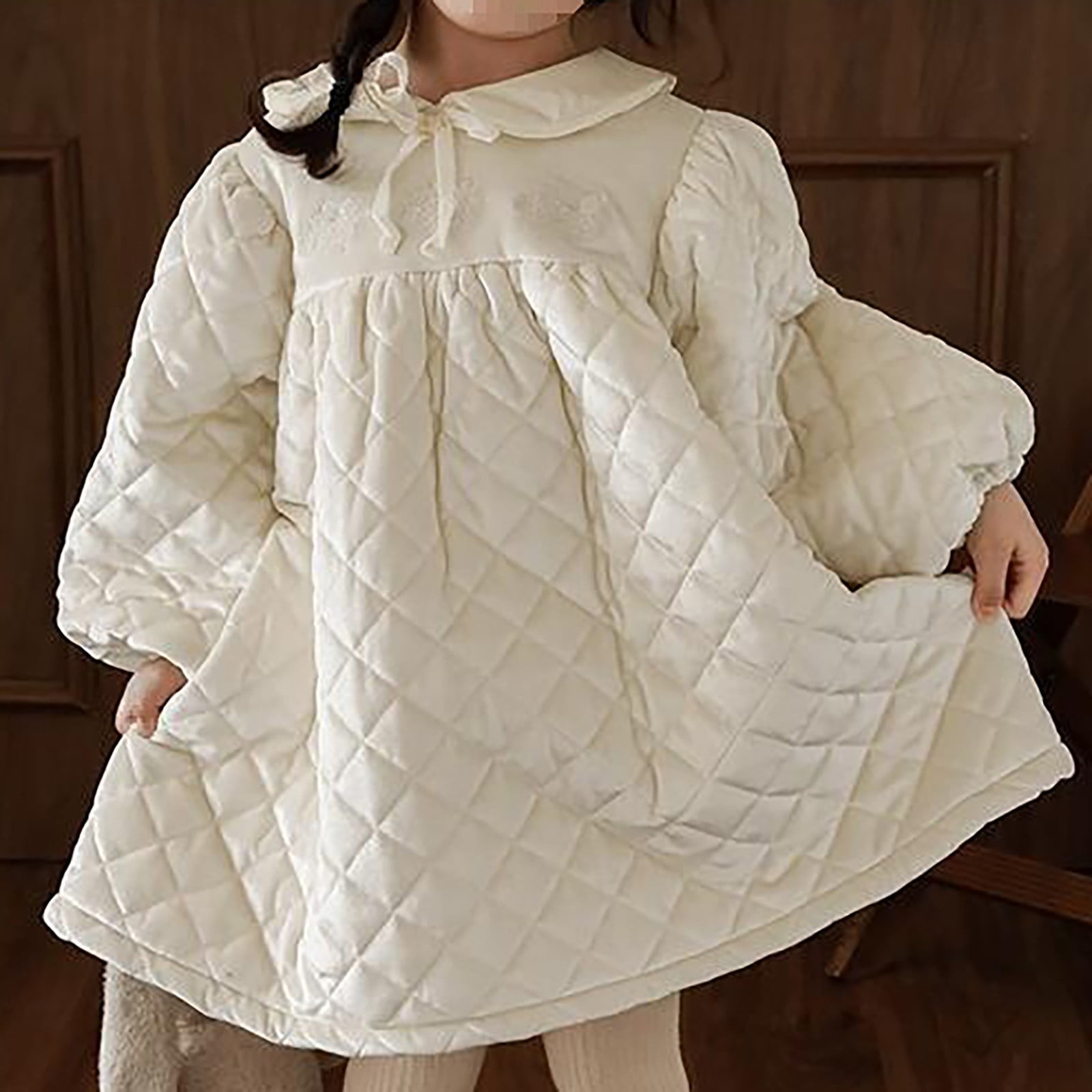Povozer Toddler Dress Baby Girl Outfit Vintage Princess Dresses Cute Clothes(Beige,18-24M)
