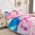 thumbnail image 3 of Koniroom Gradient Abstract Marble Comforter Set for Teen Girls, Kids Soft Tie Dye Reversible Full/Queen Bedding Set, 3 Pieces All Season Bed Set, Blue Pink Purple, 3 of 10