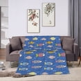 thumbnail image 6 of DouZhe Ultra-Soft Micro Fleece Lightweight Flannel Bed Blanket, Blue Sea Fish Print Cozy Warm Throw Blankets, 50"x40", 6 of 7