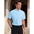 thumbnail image 2 of Unique Bargains Men's Short Sleeve Lightweight Business Formal Button Down Shirt XXL Blue, 2 of 6