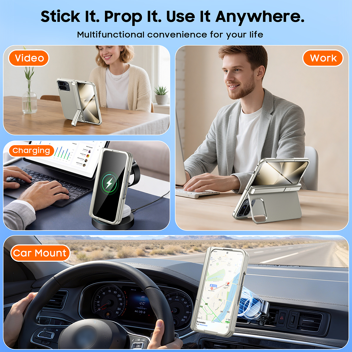 Vizvera Magnetic for Google Pixel 10 Pro Fold Case with Stand, Fit for Magsafe, Hinge Protection, Screen Protector, Built-in Hidden Kickstand, Slim Shockproof Phone Case-Titanium