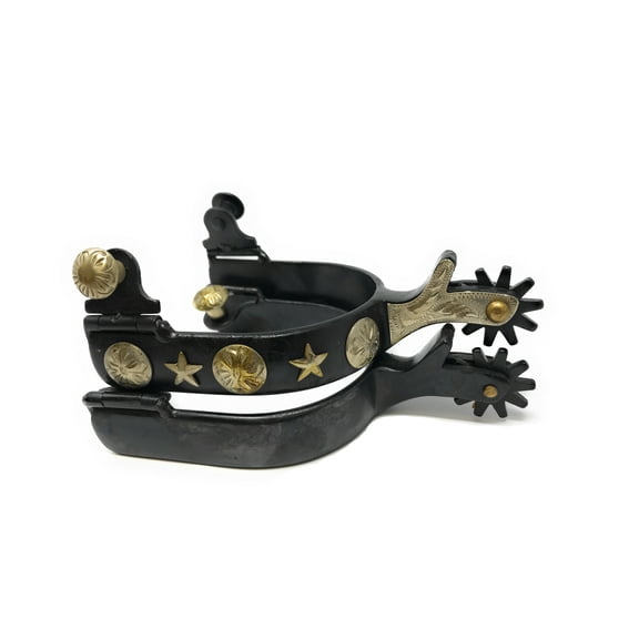 AJ Tack Men's Antique Brown Stars and Flowers Spurs