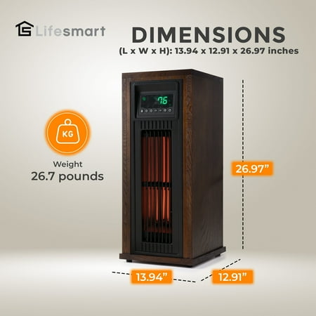 Lifesmart - 23 Inch Tower Heater with Oscillation - Brown
