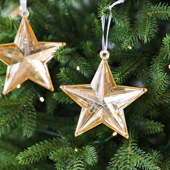 kladzum Christmas Ornaments Five Pointed Star Ornaments Christmas Tree Pendant Golden Shiny Acrylic Fake Gemstones Pendant Christmas Decorations