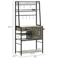 thumbnail image 5 of Industrial Baker's Rack With Led Lights & Power Attachment, Coffee Bar Storage, Microwave Stand Wine Holder Drawer, Distressed Gray Product Dimensions Storage - Rack, Lights, Outlet, Cabinet, 5 of 7