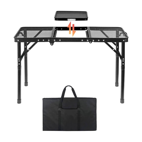 ZheElen Folding Grill Table Portable Metal Adjustable Height Outdoor Cooking Experiences Outdoor Folding Tabl