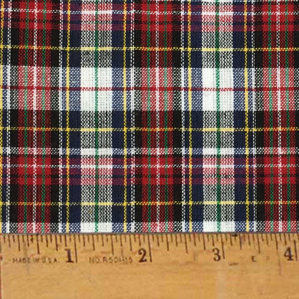 Highland Red Tartan Plaid Homespun Cotton Fabric Sold by the Yard