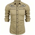 thumbnail image 3 of SGMVNU Boys Vintage Western Cowboy Shirt Long Sleeve Button Down Fitted Retro Dress Shirt Halloween Top, Size 4-5 Years, Khaki, 3 of 4