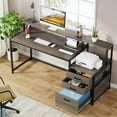 thumbnail image 3 of Tribesigns 63 in Ergonomic Computer Desk with File Drawer, Monitor Stand, 3 of 7