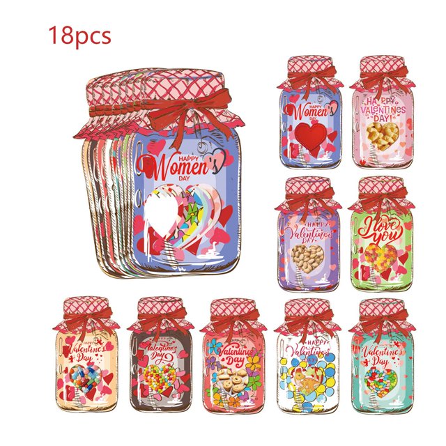 Xihbxyly Tarro de Regalo de San Valentín, Relleno de Dulces, Tarjeta Personalizable Incluida, Decoración Romántica, Opción de Regalo para Fiestas, Uso Versátil, Tarjetas y Bolsas 9/18, Calidad Premiu
