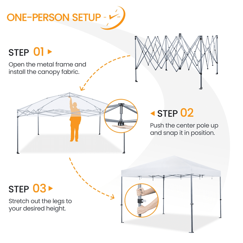 Alden Design 12 x 12 ft Pop-up Canopy with Single-Person Setup Mechanism, White
