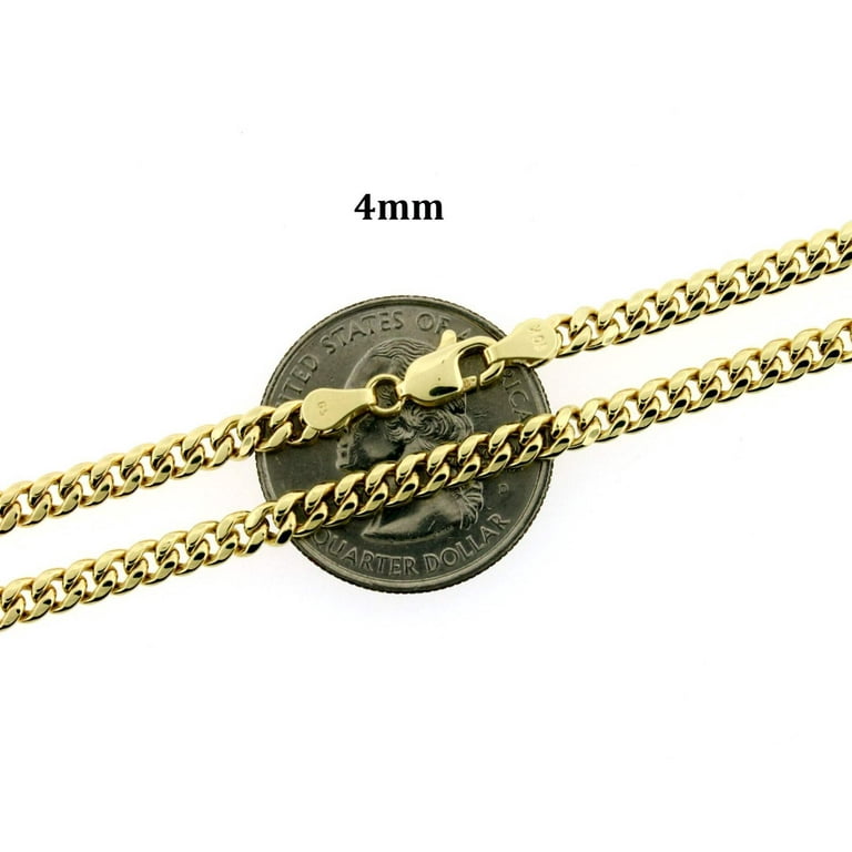 JewelzKing 10K Yellow Gold Miami Cuban Link Chain Necklace 3mm-5mm