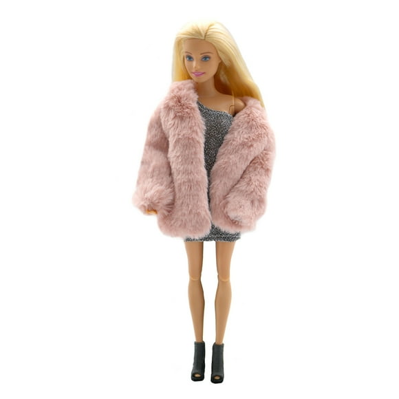Doll Accessories Plush Clothes Barbie Doll Winter Coat Doll Accessories Clothes Toys Vunny Fur Plush Coat Coat with Lining,Pink,Suitable for 29cm Barbie Doll,Plush Purses