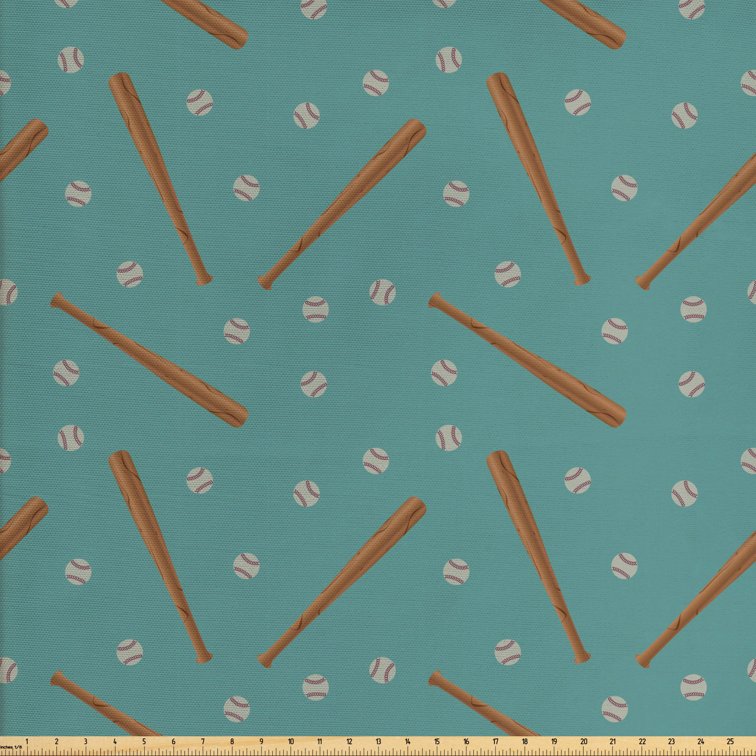 Baseball Fabric by The Yard, American Sports Themed Bats and Balls