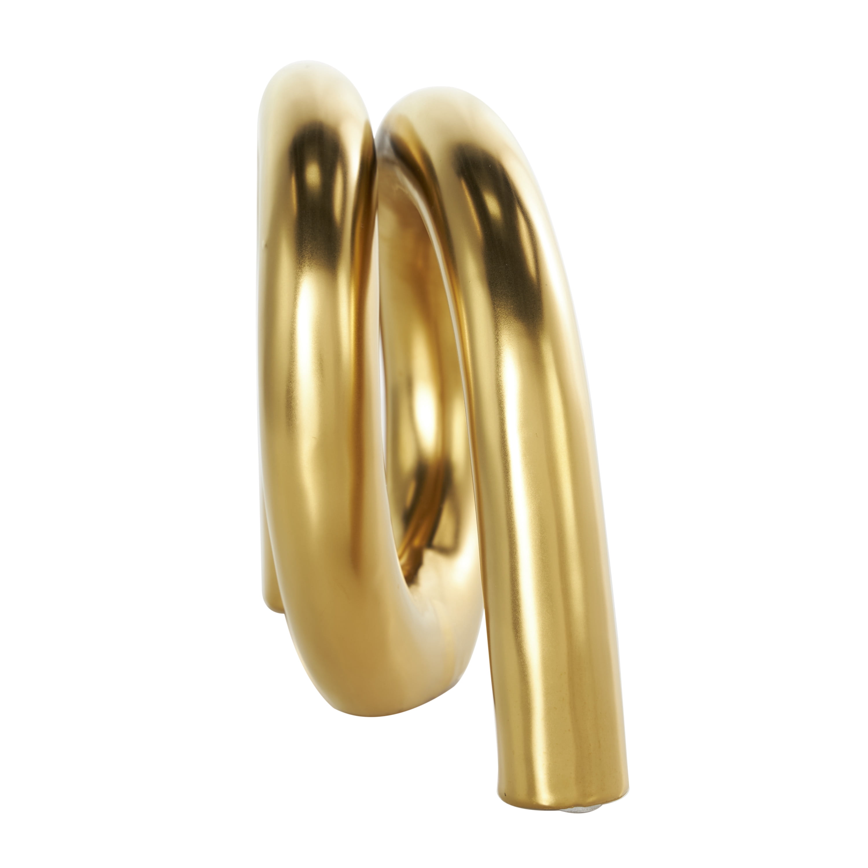 12" x 8" Gold Ceramic Rounded Loop Abstract Sculpture, by DecMode