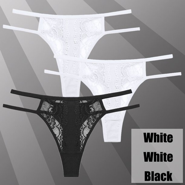 Tangas ahuecadas de encaje Sexy para mujer, bragas de cintura baja, ropa interior transparente, lencería íntima transpirable, 3 piezas por juego