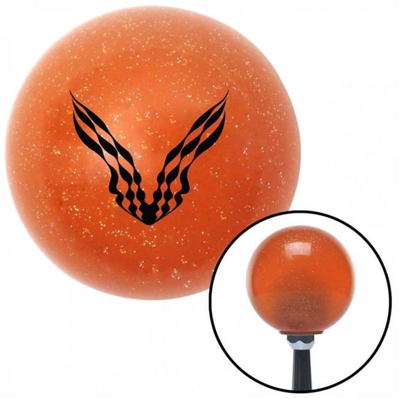 American Shifter 36607 Black Checkered Racing Wings Orange Metal Flake Shift Knob with M16 x 1.5 Insert