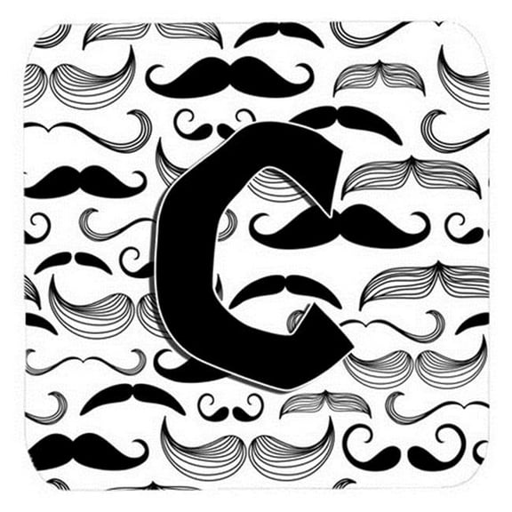 Letter C Moustache Initial Foam Coasters, Set Of 4