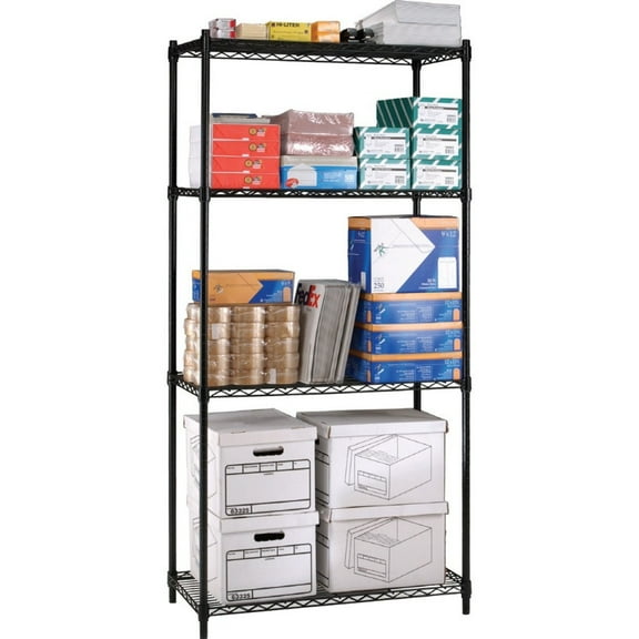 OFM Adjustable 48"W x 24"D x 76"H 4-Shelf Freestanding Shelves, Black