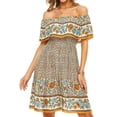 thumbnail image 2 of Sonducket Vestido corto informal para mujer, vestido veraniego de algodón bohemio, playa, vacaciones, fiesta, viaje, ropa de verano Sexy para mujer, color Prendas para la parte del cuerpo Caqui L Sonducket AP010707-03, 2 of 6
