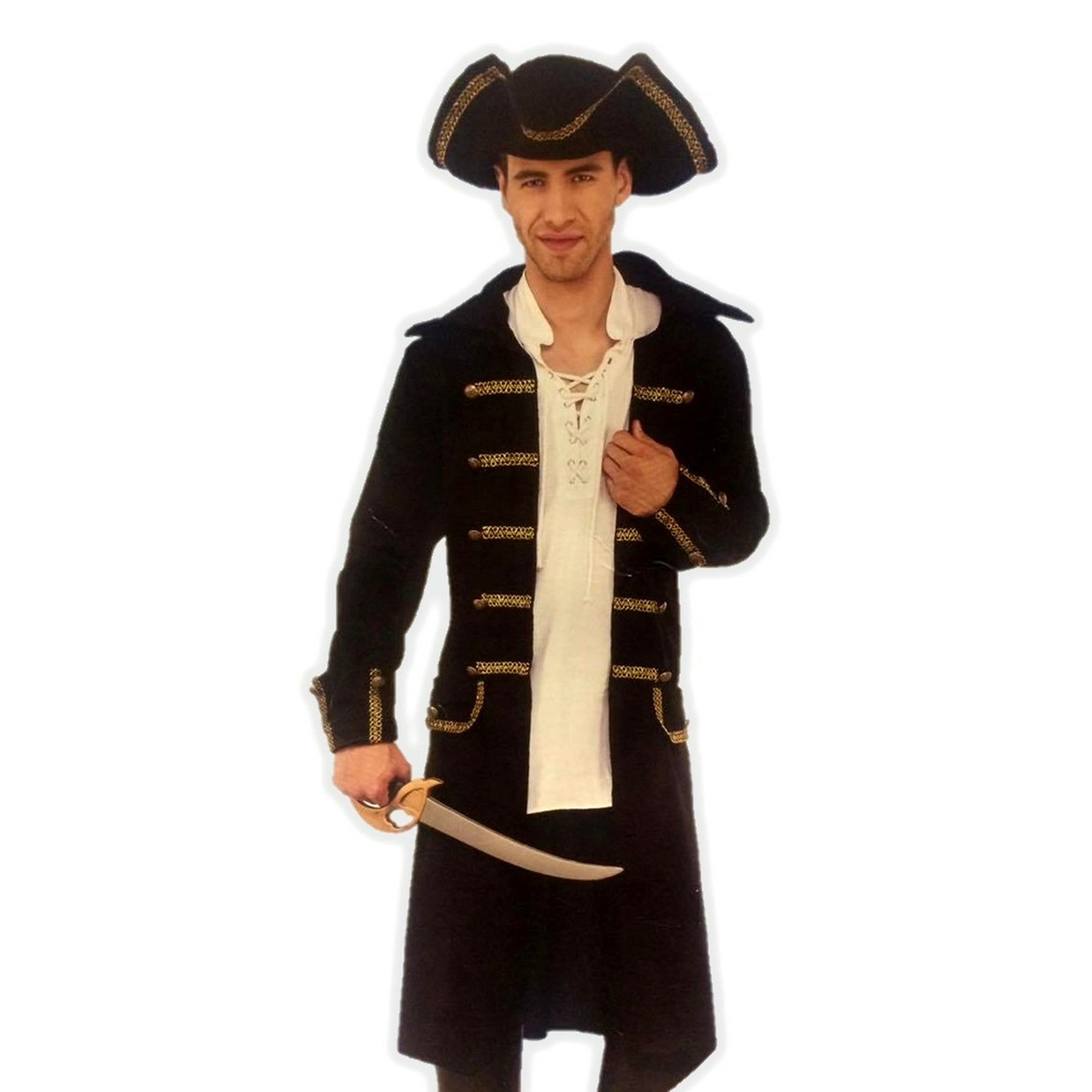 Gentleman Pirate Costume Captain Black Coat N Tricorn Hat Men Plus Size Std Xxl Walmart Canada
