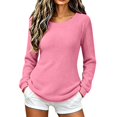 thumbnail image 2 of Women's Plush Fleece Pullover Sweater, Loose Fit Crewneck Long Sleeve Fuzzy Top, Soft Cozy Casual Sweatshirt for Fall Winter Daily Wear Pink, 2 of 6