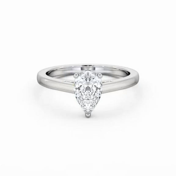 Spot Jewel 1.5 Ct Pear Cut Lab Created Diamond Ring – 14K White Gold Plated Teardrop Shaped Engagement Ring – Unique Solitaire for Women – Great for Gifting on Memorable Occasions
