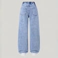 thumbnail image 4 of Plus Size Jeans Pull on Girl's Loose Casual Jeans Elastic Waist Straight Wide Leg Denim Pants Kids Clothes, 4-14 Years, 4 of 5